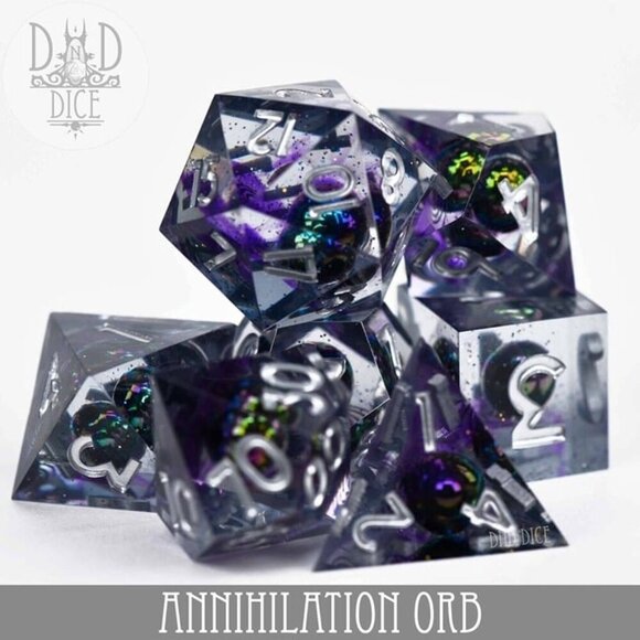 NEW - Dice Set - Annihilation Orb - Handmade - 7 Resin Dice - Dungeons & Dragons - Picture 3 of 5